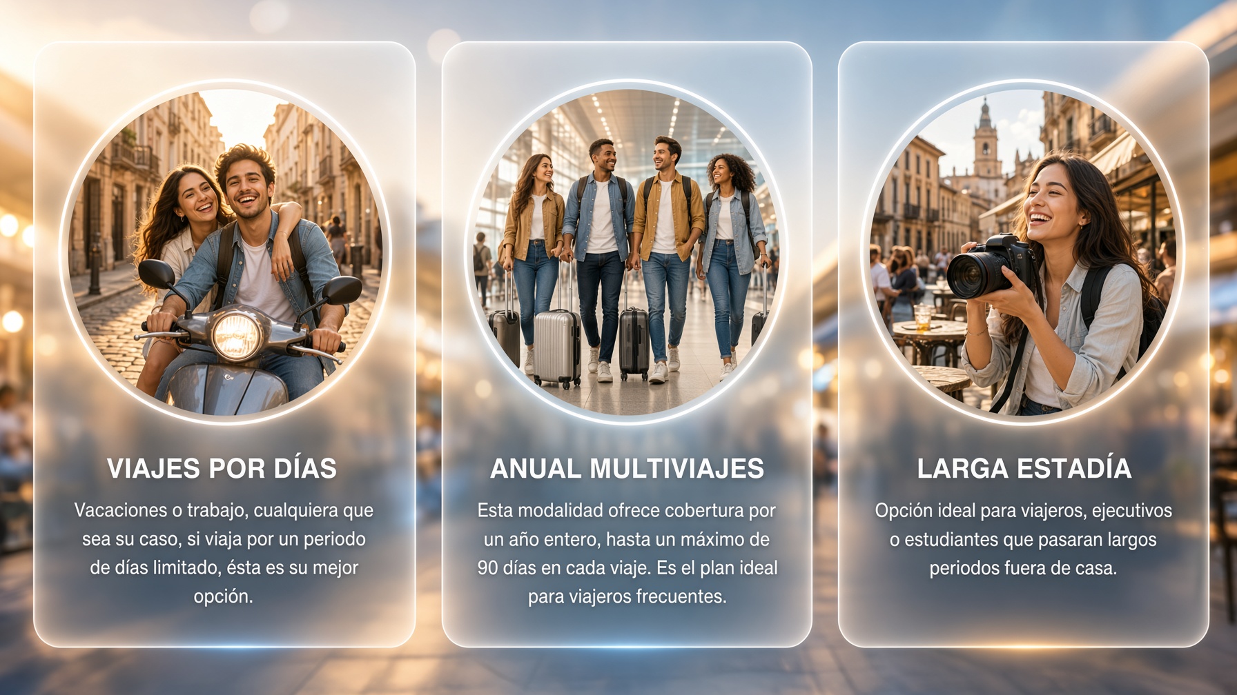 Tres tipos de planes de asistencia en viaje: por días, anual multiviajes y larga estadía